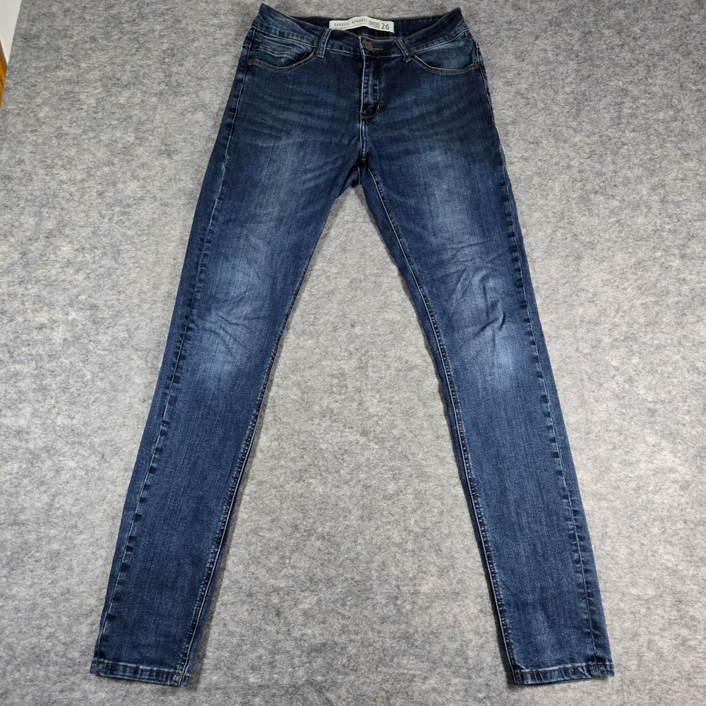 Barbell Apparel Womens Blue Dark Wash Slim Fit Athletic Denim Jeans 26